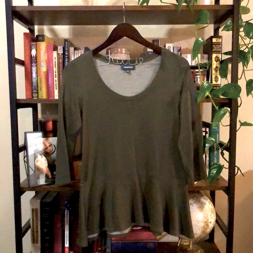 Army Green ModCloth Peplum Blouse